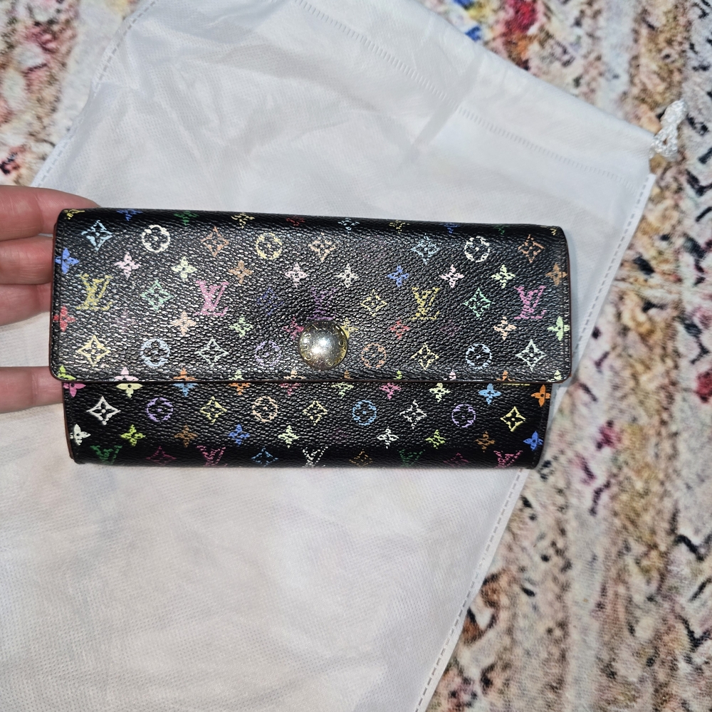 Louis Vuitton Takashi Murakami Monogram Wallet With Lime Green Interior